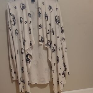 Skull Print Open Front Cardigan